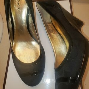 Coach Wedge Black Printed Shoe